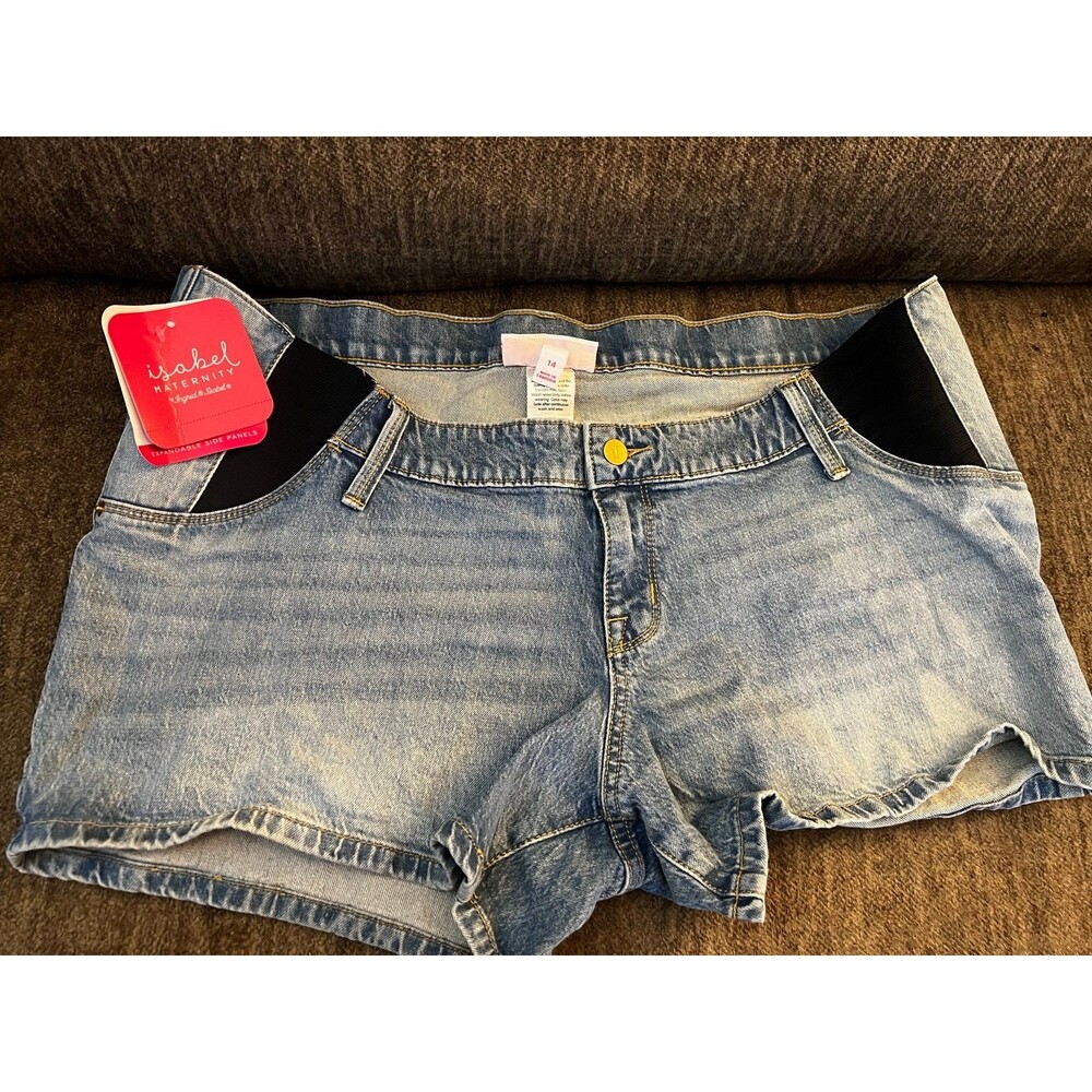 NWT Isabel Maternity Under Belly Midi Denim Shorts Size 14 4” Inseam